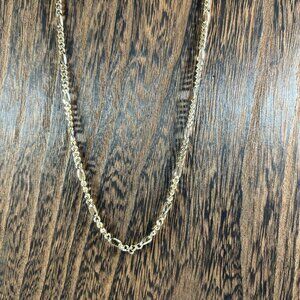 14K Gold Plated Figaro Chain Necklace With Lobster Clasp - 24 Inches - Polished